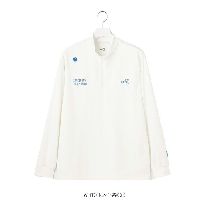 PW CIRCULUS ピーダブリュサーキュラス ゴルフウェア メンズ 吸水速乾 UV遮蔽率99.5% UVカット ストレッチ MEN ハーフジップロングスリーブモックT 長袖シャツ kkpngw0211