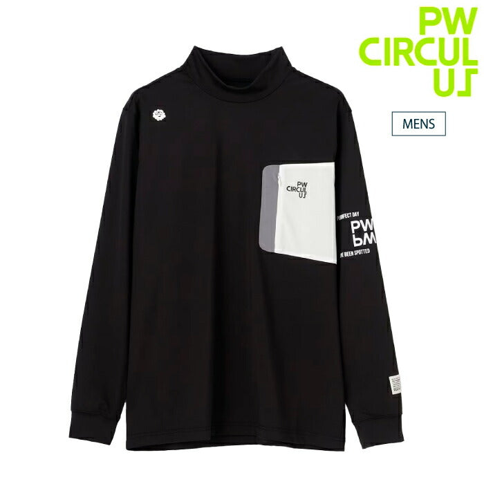 PW CIRCULUS ピーダブリュサーキュラス ゴルフウェア メンズ ロングスリーブ ポケットモックT 長袖シャツ 吸水速乾 UV遮蔽率99.5% UVカット ストレッチ KKPNGW0331