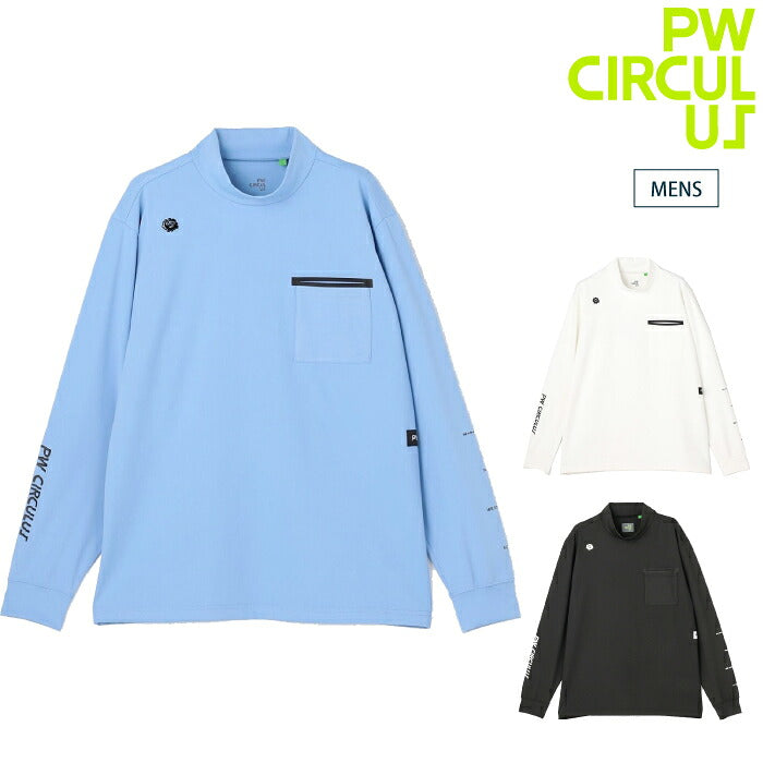 PW CIRCULUS ピーダブリュサーキュラス ゴルフウェア メンズ MEN ポケットモックネック ゴルフ UVカット 接触冷感 吸水速乾 ストレッチ ベアスムース kkpnlw0301