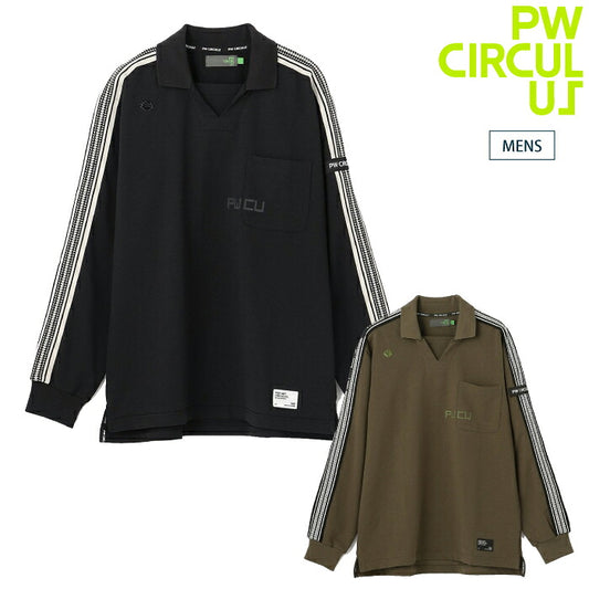 PW CIRCULUS ピーダブリュサーキュラス ゴルフウェア メンズ MEN GAMEシャツライク ポロ ゴルフ フェイクレイヤード レトロ感 ストレッチ ストレッチ kkpnlw0321
