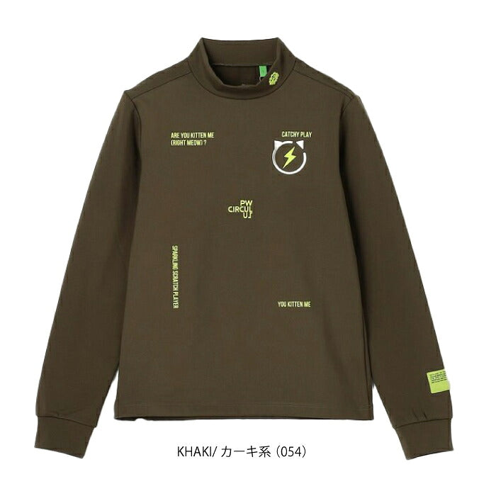 PW CIRCULUS ピーダブリュサーキュラス ゴルフウェア レディース WOMEN CATモチーフ 裏起毛ロングスリーブモックネックT 長袖シャツ 体のラインが響きにくいきれいなシルエット kkpqgw0504