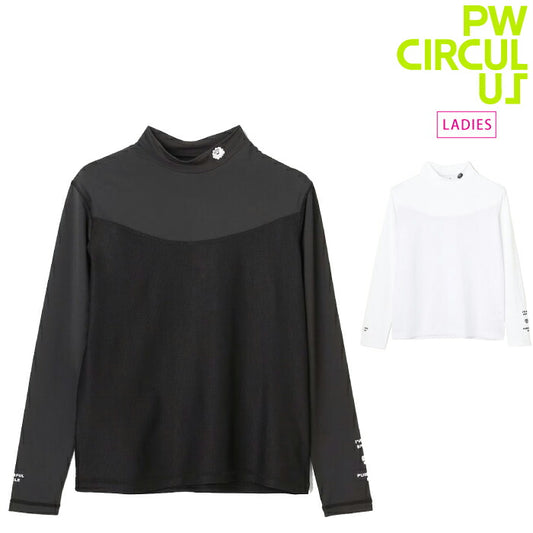 PW CIRCULUS ピーダブリュサーキュラス ゴルフウェア レディース WOMEN UVメッシュコンビハイネックインナーシャツ 接触冷感 UVカット 吸水速乾 ストレッチ 日よけ効果 kkpqlm0314
