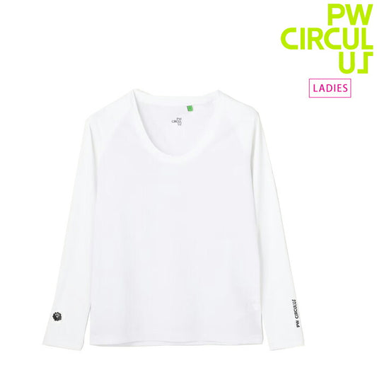 PW CIRCULUS ピーダブリュサーキュラス ゴルフウェア レディース WOMEN UVメッシュコンビインナーシャツ クルーネック長袖シャツ 接触冷感 UVカット 吸水速乾 ストレッチ 合わせやすい1着 kkpqlm0324