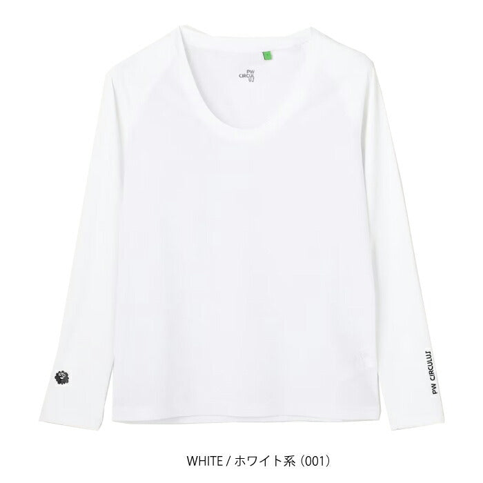 PW CIRCULUS ピーダブリュサーキュラス ゴルフウェア レディース WOMEN UVメッシュコンビインナーシャツ クルーネック長袖シャツ 接触冷感 UVカット 吸水速乾 ストレッチ 合わせやすい1着 kkpqlm0324