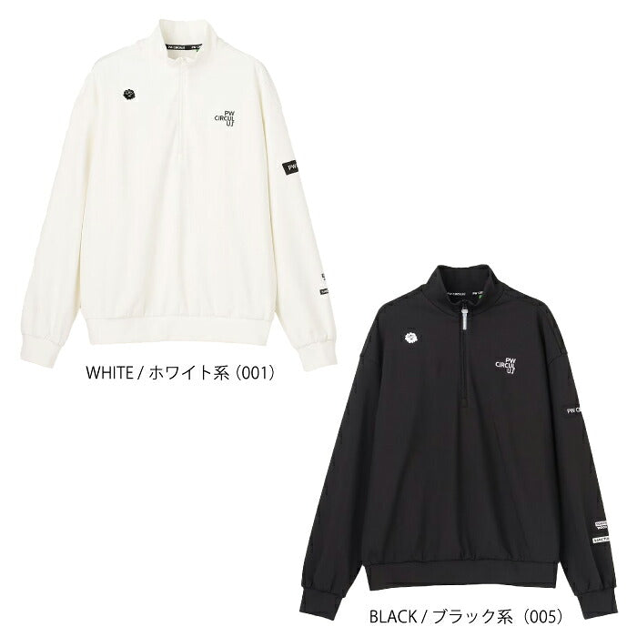 PW CIRCULUS ピーダブリュサーキュラス ゴルフウェア レディース WOMEN ソフトギャザー ハーフジップモック 長袖シャツ 接触冷感 UVカット 吸水速乾 ストレッチ kkpqlw0204