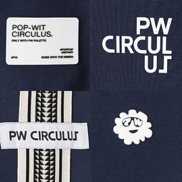 PW CIRCULUS ピーダブリュサーキュラス ゴルフウェア レディース WOMEN ラガーシャツ 長袖シャツ トレンドゲームシャツ 重ね着風の襟 ややドロップ気味のショルダー レトロ感 kkpqlw0324
