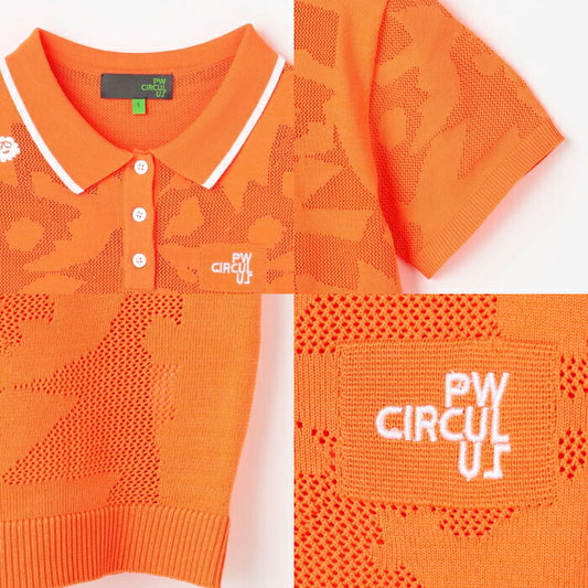 PW CIRCULUS ピーダブリュサーキュラス ゴルフウェア レディース WOMEN ＤＯＶＥモチーフ ニットポロ 半袖シャツ 軽くて洗える krpqlm0308