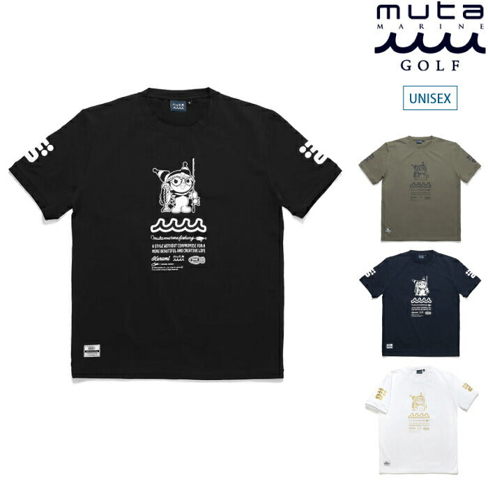 muta MARINE GOLF ムータマリンゴルフ ゴルフウェア メンズ レディース Kuromi × muta MARINE Fishing ストレッチTシャツ サンリオコラボ 伸縮性 綿混 mfmp-434777