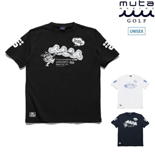muta MARINE GOLF ムータマリンゴルフ ゴルフウェア メンズ レデイース ユニセックス Kuromi × muta MARINE Fishing ストレッチTシャツ スリムシルエット さらっとした肌離れの良さ マイメロディ mfmp-434778