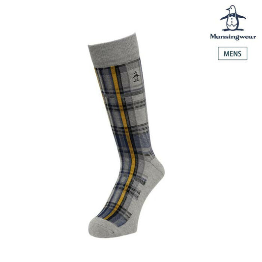 Munsingwear マンシングウェア ゴルフウェア メンズ クルー丈チェック柄ソックス デオドラント加工 抗菌防臭 つま先・かかとパイル 足底サポート MG5FSO06M