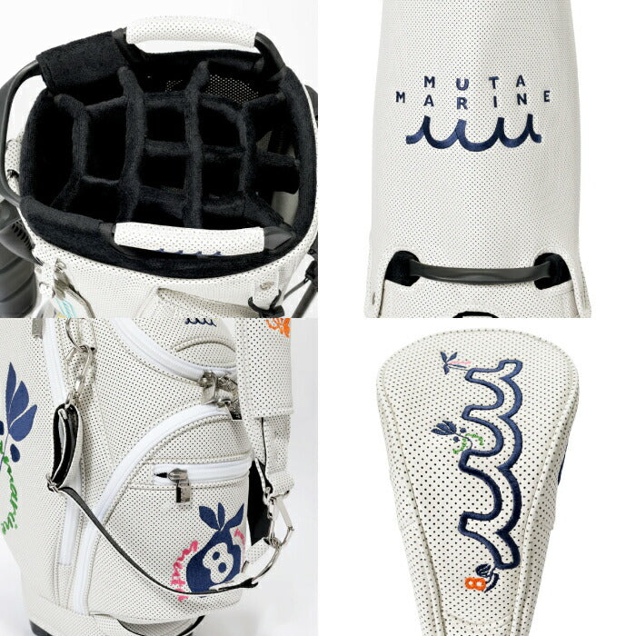 muta MARINE GOLF ムータマリンゴルフ メンズ レディース スタンドキャディバッグ＆ヘッドカバーセット CONTINUA エシカルレザー 高い耐久性 フローラル柄 洗練された雰囲気 重厚感 オープンポケット有 mgad-749121