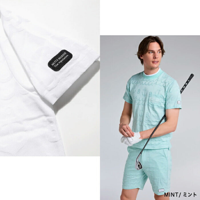 muta MARINE GOLF ムータマリンゴルフ ゴルフウェア メンズ リンクスジャガード モックネックシャツ セットアップ対応 mgjc-446399