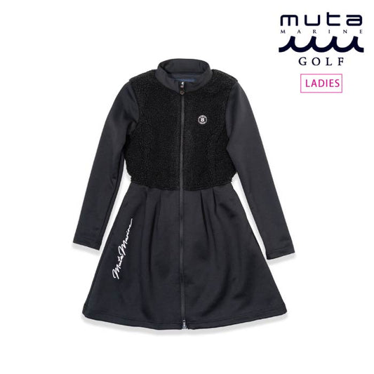 muta MARINE GOLF ムータマリンゴルフ ゴルフウェア レディース プードルボアドッキング ジップワンピース 異素材コンビ Dカン付き ジップアップ mgjc-447027
