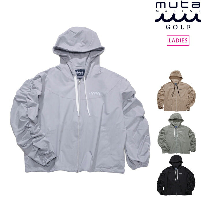muta MARINE GOLF ムータマリンゴルフ ゴルフウェア レディース 撥水ストレッチ ジップアップパーカー 軽量 2WAYストレッチ UVカット 裏地メッシュ 万能ライトアウター セットアップ対応 mgmk-443747