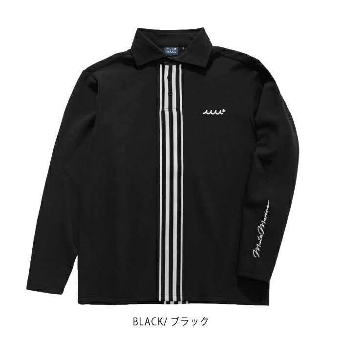 muta MARINE GOLF ムータマリンゴルフ ゴルフウェア メンズ ストレッチポンチ バーチカルラインポロ 長袖 すっきりとしたシルエット mgmk-446881