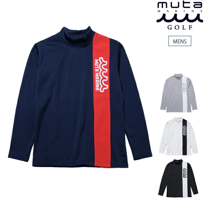 muta MARINE GOLF ムータマリンゴルフ ゴルフウェア メンズ KARUISHI モックネックプルオーバー 長袖シャツ ニット素材 裏起毛 mgmk-446882