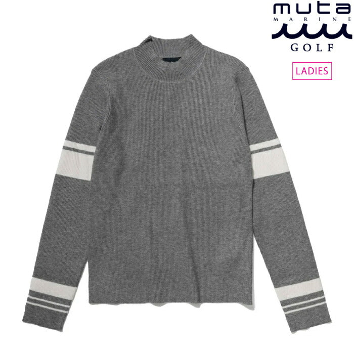 muta MARINE GOLF ムータマリンゴルフ ゴルフウェア レディース モックネック ラインリブニット スポーティー ストレッチ性 MGSG-241230