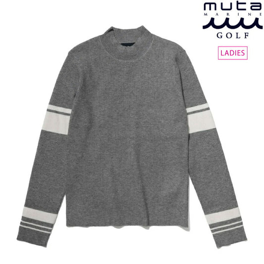 muta MARINE GOLF ムータマリンゴルフ ゴルフウェア レディース モックネック ラインリブニット スポーティー ストレッチ性 MGSG-241230