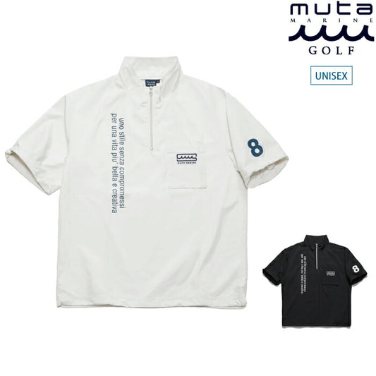muta MARINE GOLF ムータマリンゴルフ メンズ レディース リモンタ ハーフジップ プルオーバー 半袖ブルゾン 撥水性 透湿性 マットでソフトな風合い mgsg-250509