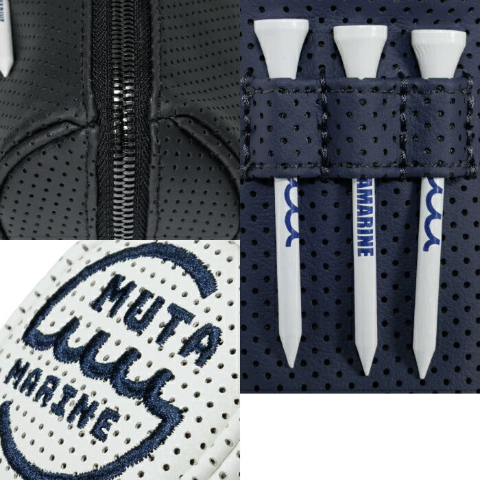 muta MARINE GOLF ムータマリンゴルフ メンズ レディース CONTINUA パンチングエシカルレザー マルチポーチ ティー付き ボールケース ボール4～5個収納可能 高い耐久性 洗練された雰囲気 mgsg-250549