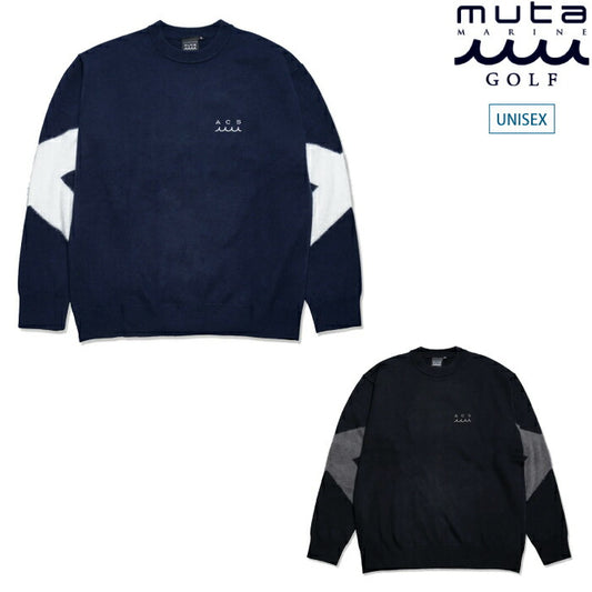 muta MARINE GOLF ムータマリンゴルフ ゴルフウェア メンズ レディース ユニセックス ニット ACANTHUS × muta MARINE Arm Line Knit MMAC-MA2435