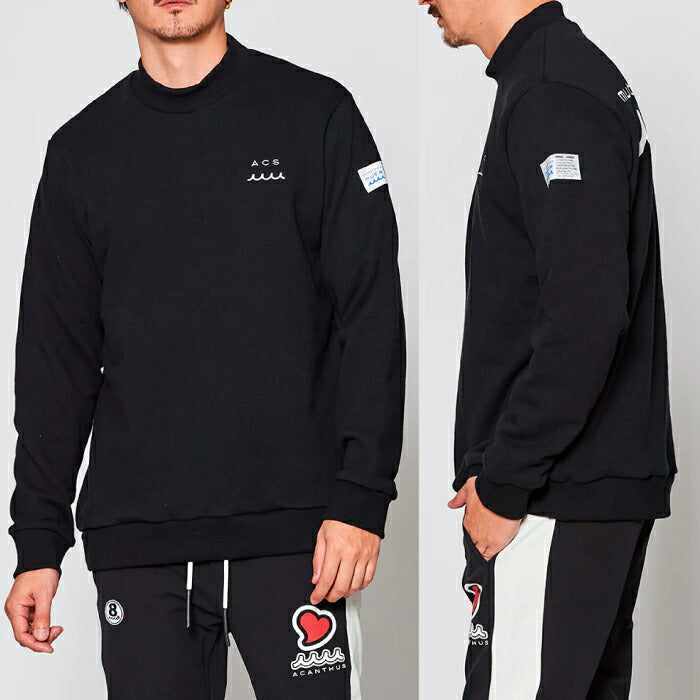 muta MARINE GOLF ムータマリンゴルフ ゴルフウェア メンズ ACANTHUS × muta MARINE Mockneck Sweatshirts [全2色] 国産起毛裏毛 保温性 モックネックスウェット 上品 コラボ MMAC-MA2535