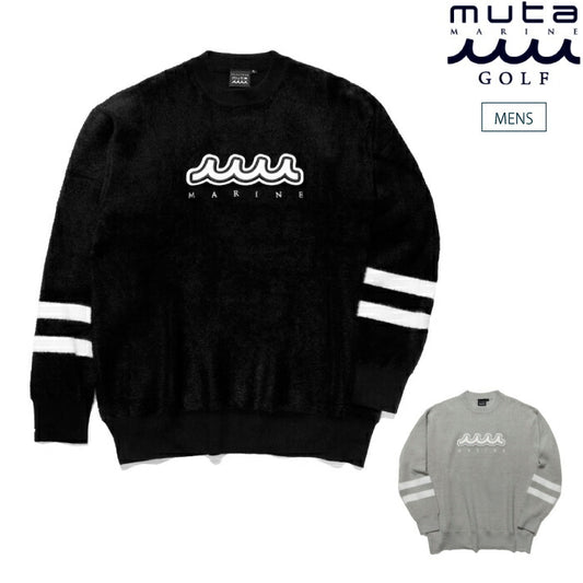 muta MARINE GOLF ムータマリンゴルフ ゴルフウェア メンズ ACANTHUS × muta MARINE Fur Knit Crewneck クルーネックニット ファー素材 ラグジュアリー感 MMAC-MA2544