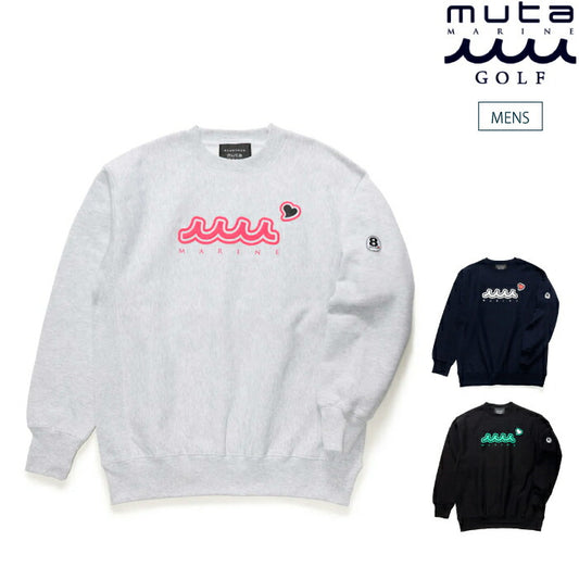muta MARINE GOLF ムータマリンゴルフ ゴルフウェア メンズ ACANTHUS × muta MARINE Sweet Logo Crewneck Sweatshirts プルオーバーパーカー ヘビーウェイトスウェット MMAC-MA2546