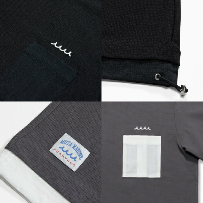 muta MARINE GOLF ムータマリンゴルフ ゴルフウェア メンズ ACANTHUS × muta MARINE Mesh Trimming Pocket Tee モックネックTシャツ 吸水速乾 UVカット 2WAYストレッチ mmac-ma2618