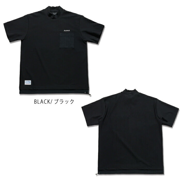muta MARINE GOLF ムータマリンゴルフ ゴルフウェア メンズ ACANTHUS × muta MARINE Mesh Trimming Pocket Tee モックネックTシャツ 吸水速乾 UVカット 2WAYストレッチ mmac-ma2618
