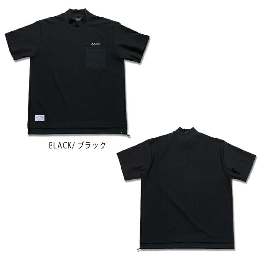 muta MARINE GOLF ムータマリンゴルフ ゴルフウェア メンズ ACANTHUS × muta MARINE Mesh Trimming Pocket Tee モックネックTシャツ 吸水速乾 UVカット 2WAYストレッチ mmac-ma2618
