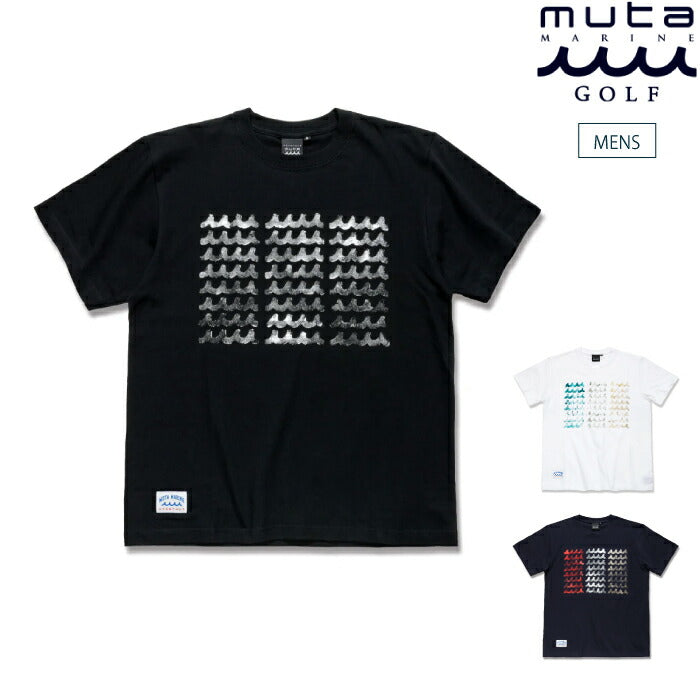 muta MARINE GOLF ムータマリンゴルフ ゴルフウェア メンズ ACANTHUS × muta MARINE Foil Print Wave Logo Tee ベーシックシルエットTシャツ コットン100％ mmac-ma2621