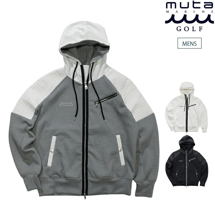 muta MARINE GOLF ムータマリンゴルフ ゴルフウェア メンズ ACANTHUS × muta MARINE Double-knit Biker parka ジップアップバイカーパーカー ダンボール素材 保温性 断熱性 mmac-ma2652