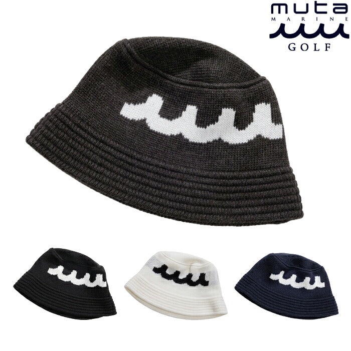 muta MARINE GOLF ムータマリンゴルフ ゴルフウェア メンズ レディース ACANTHUS × muta MARINE Wave Logo Knit Bucket Hat 帽子 ニットバケットハット mmac-ma2665