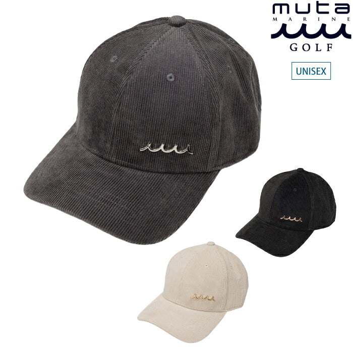 muta MARINE GOLF ムータマリンゴルフ メンズ レディース メタルロゴ コーデュロイキャップ メタルロゴ ストラップ フリーサイズ mmav-622264