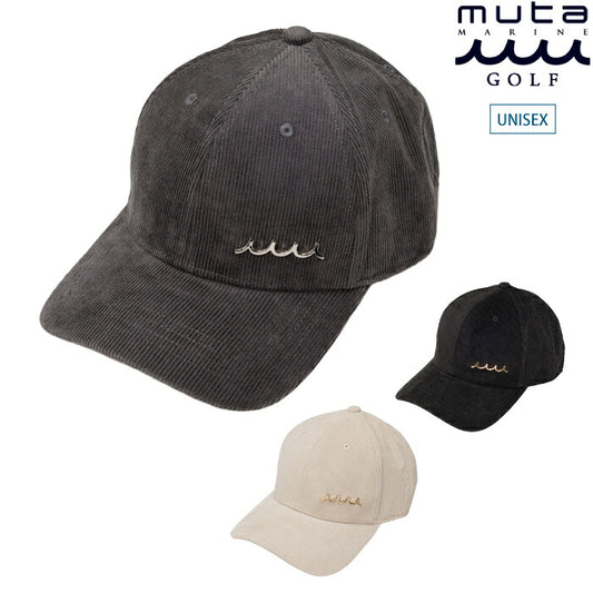 muta MARINE GOLF ムータマリンゴルフ メンズ レディース メタルロゴ コーデュロイキャップ メタルロゴ ストラップ フリーサイズ mmav-622264