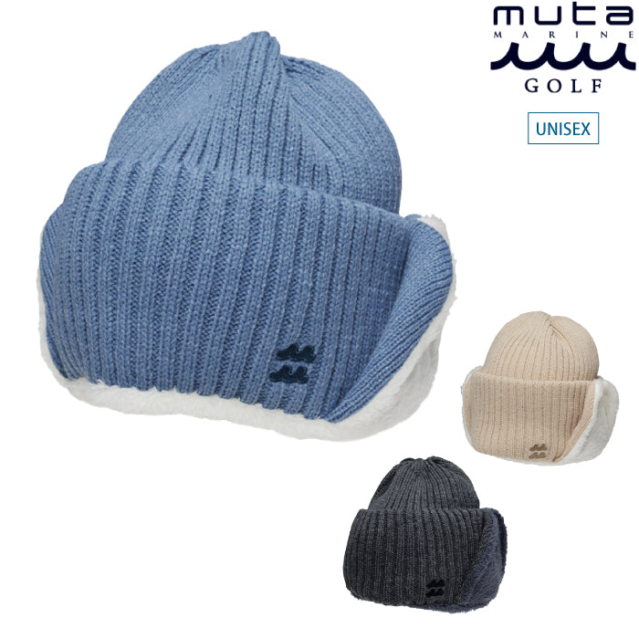 muta MARINE GOLF ムータマリンゴルフ ゴルフウェア メンズ レディース イヤーフラップ ニットキャップ 帽子 防寒性 耳当て部分2WAY仕様 日本製 mmav-623026
