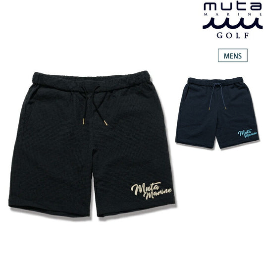 muta MARINE GOLF ムータマリンゴルフ ゴルフウェア メンズ シアサッカー イージーショーツ ショートパンツ 清涼感 ゆったりシルエット セットアップ対応 mmbg-444386