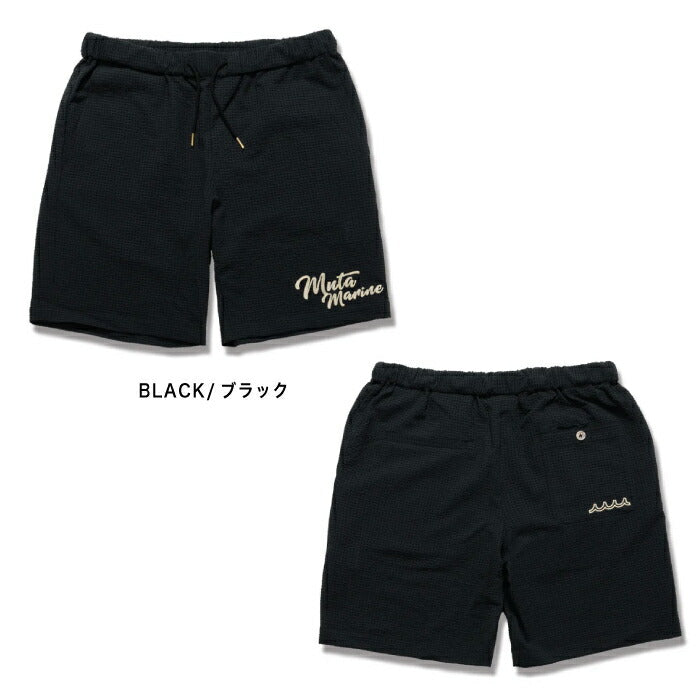 muta MARINE GOLF ムータマリンゴルフ ゴルフウェア メンズ シアサッカー イージーショーツ ショートパンツ 清涼感 ゆったりシルエット セットアップ対応 mmbg-444386