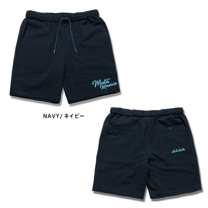 muta MARINE GOLF ムータマリンゴルフ ゴルフウェア メンズ シアサッカー イージーショーツ ショートパンツ 清涼感 ゆったりシルエット セットアップ対応 mmbg-444386