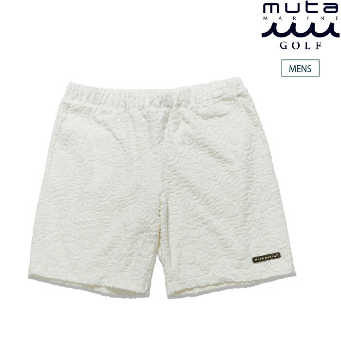muta MARINE GOLF ムータマリンゴルフ メンズ ラインアートパイル イージーショーツ ショートパンツ 通気性 吸水性 ウエストゴム＆紐付き セットアップ対応 mmbg-444388