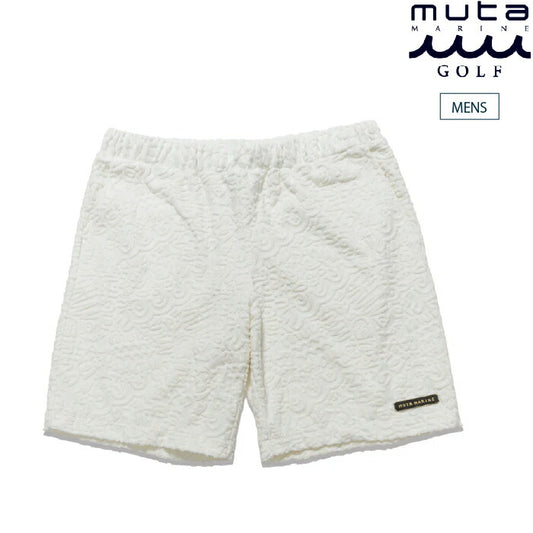 muta MARINE GOLF ムータマリンゴルフ メンズ ラインアートパイル イージーショーツ ショートパンツ 通気性 吸水性 ウエストゴム＆紐付き セットアップ対応 mmbg-444388