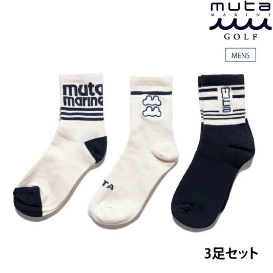 muta MARINE GOLF ムータマリンゴルフ ゴルフウェア メンズ アソートロゴ ソックス 3PACK ３足セット MMBG-448013