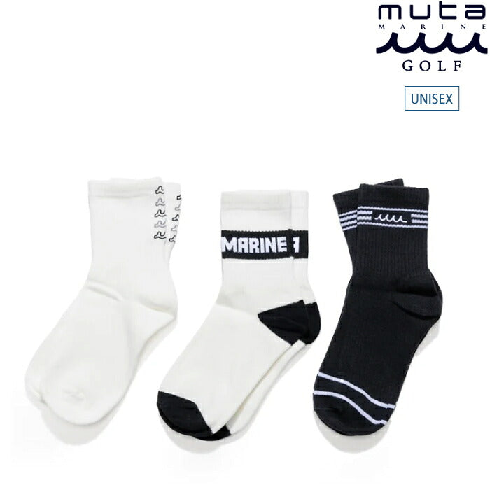 muta MARINE GOLF ムータマリンゴルフ ゴルフウェア メンズ レディース アソートロゴ ソックス 3PACK 異なるロゴ3種セット ギフトにもおすすめ mmbg-448017