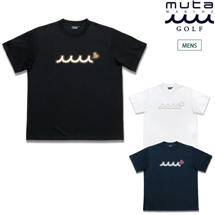 muta MARINE GOLF ムータマリンゴルフ ゴルフウェア メンズ メタルロゴ スムースコットンTシャツ 半袖シャツ ワイドシルエット 日本製 mmjc-434795