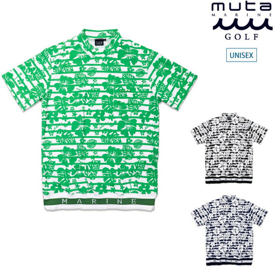 muta MARINE GOLF ムータマリンゴルフ メンズ レディース ヘムリブ モックネックシャツ (ボタニカル) [全3色] MMJC-446195