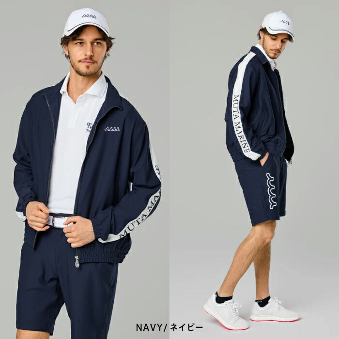 muta MARINE GOLF ムータマリンゴルフ メンズ ECO BLUE®ハイテンションサッカーブルゾン 軽量性 通気性 ストレッチ 紫外線防止機能 セットアップ対応 mmmk-443695