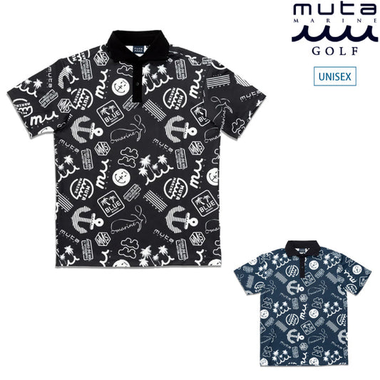 muta MARINE GOLF ムータマリンゴルフ メンズ レディース ランダムロゴ ポロシャツ [全2色] MMMK-446186
