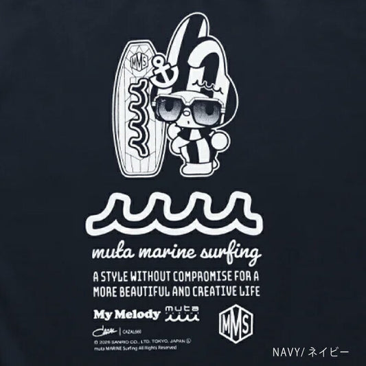 muta MARINE GOLF ムータマリンゴルフ ゴルフウェア メンズ レデイース ユニセックス My Melody × muta MARINE SURFING ストレッチTシャツ スリムフィット さらっとした肌離れの良さ 伸縮性 コットンポリウレタン混紡素材 サンリオ mmmp-434770