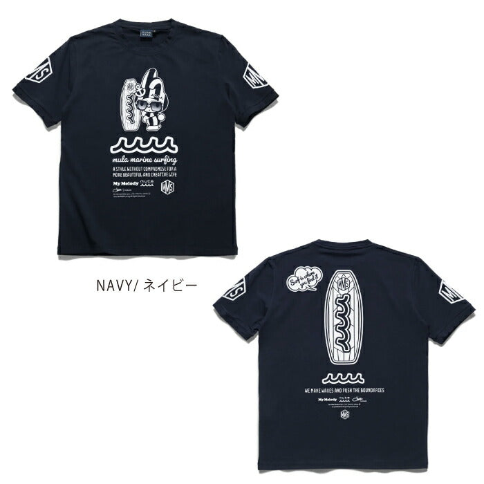 muta MARINE GOLF ムータマリンゴルフ ゴルフウェア メンズ レデイース ユニセックス My Melody × muta MARINE SURFING ストレッチTシャツ スリムフィット さらっとした肌離れの良さ 伸縮性 コットンポリウレタン混紡素材 サンリオ mmmp-434770